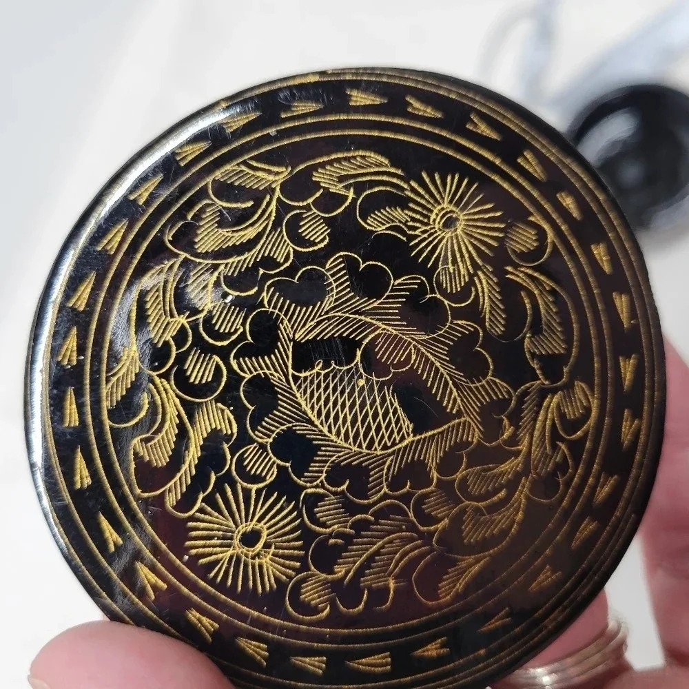 SOLD                  Hand-Painted Ornate Jewelry Wood Paper Mache Trinket Box - - Picture 2 of 16